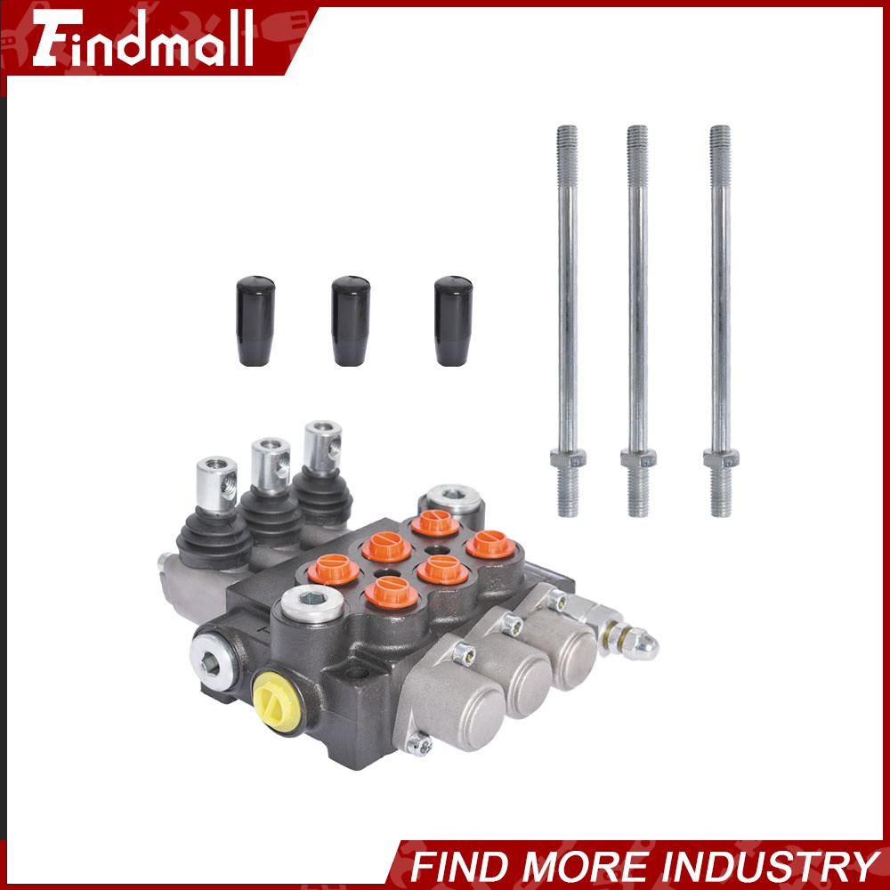 Findmall 3 Spool Hydraulic Control Valve Double Acting 13 GPM 3600PSI SAE Ports