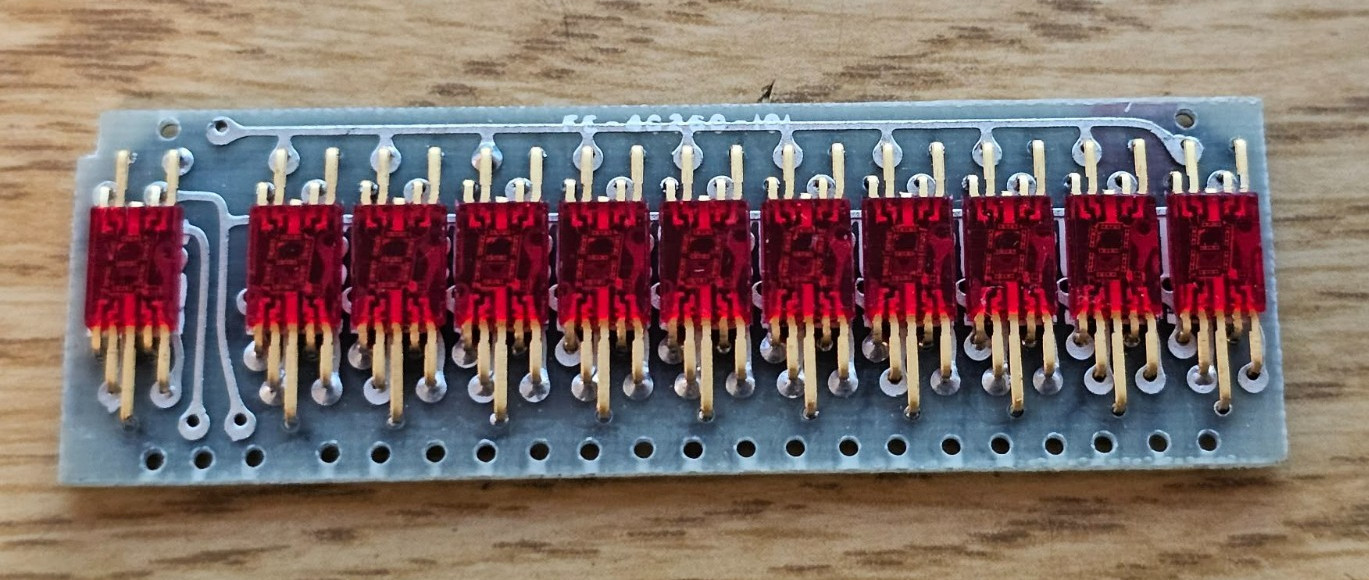 Rare Early Vintage 1970s Multi-Digit Red LED Display Board Assembly Gold Leads Rare Early Vintage 1970s Multi-Digit Red LED Display Board Assembly Gold Leads