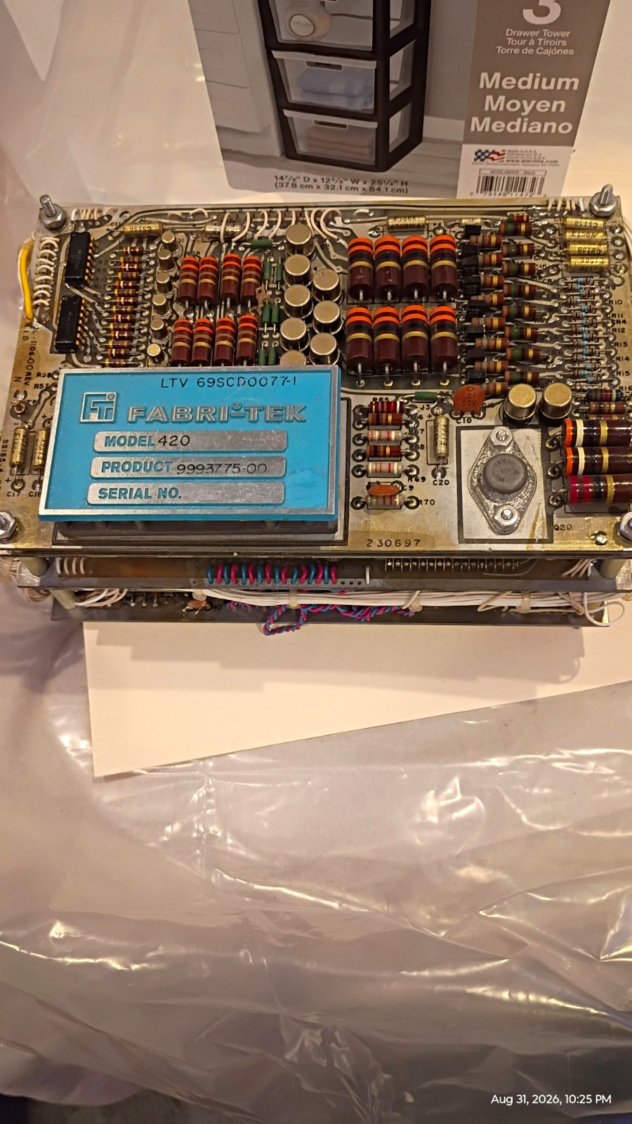 Vintage Fabri-Tek Model 420 Magnetic Core Memory 1K x 8 Computer Module 9993775