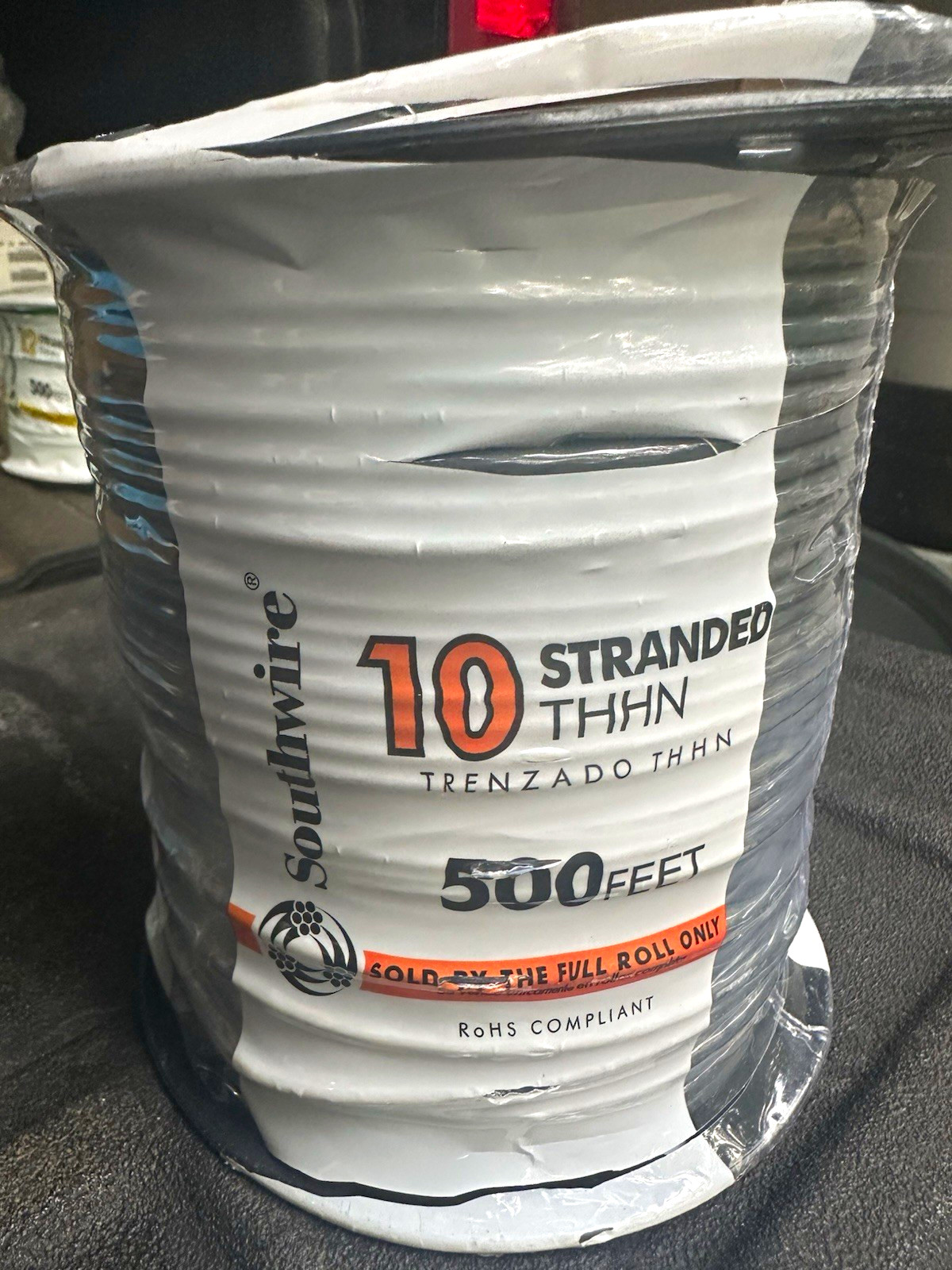 Southwire 10 AWG Stranded THHN Copper Wire Black 500 ft Roll 600V Southwire 10 AWG Stranded THHN Copper Wire Black 500 ft Roll 600V