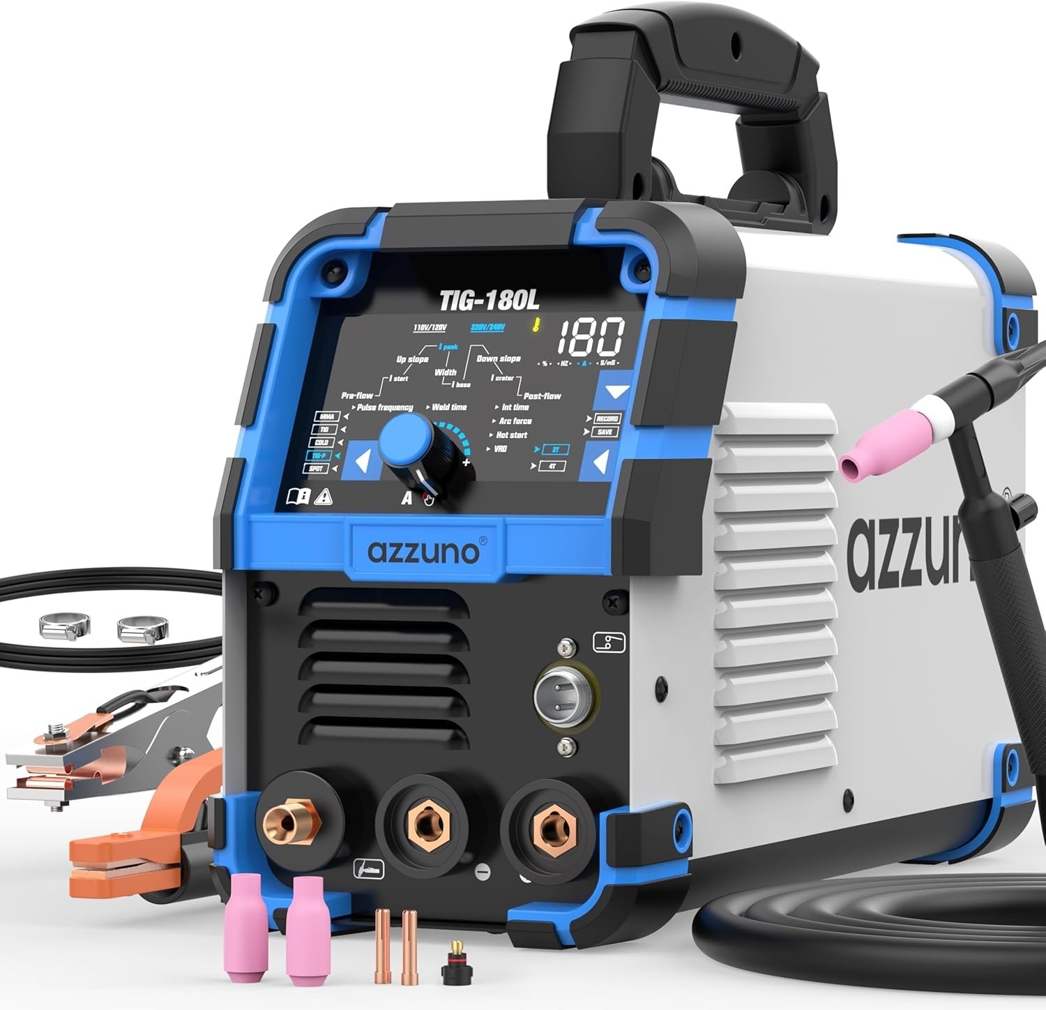 AZZUNO 5-in-1 Cold TIG Welder With Pulse 180Amp Large LED Display AZZUNO 5-in-1 Cold TIG Welder With Pulse 180Amp Large LED Display