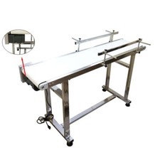 53''x 11.8'' Electric PVC Belt Conveyor w/Double Guardrail Adjustable Speed 110V picture