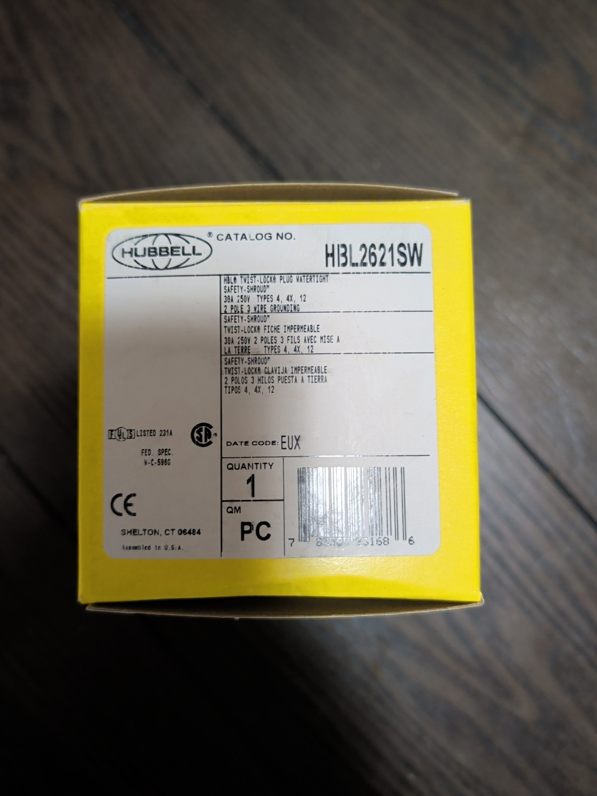 Hubbell Wiring Device-Kellems Hbl2621sw Watertight Locking Plug, L6-30P, 30 A, Hubbell Wiring Device-Kellems Hbl2621sw Watertight Locking Plug, L6-30P, 30 A,