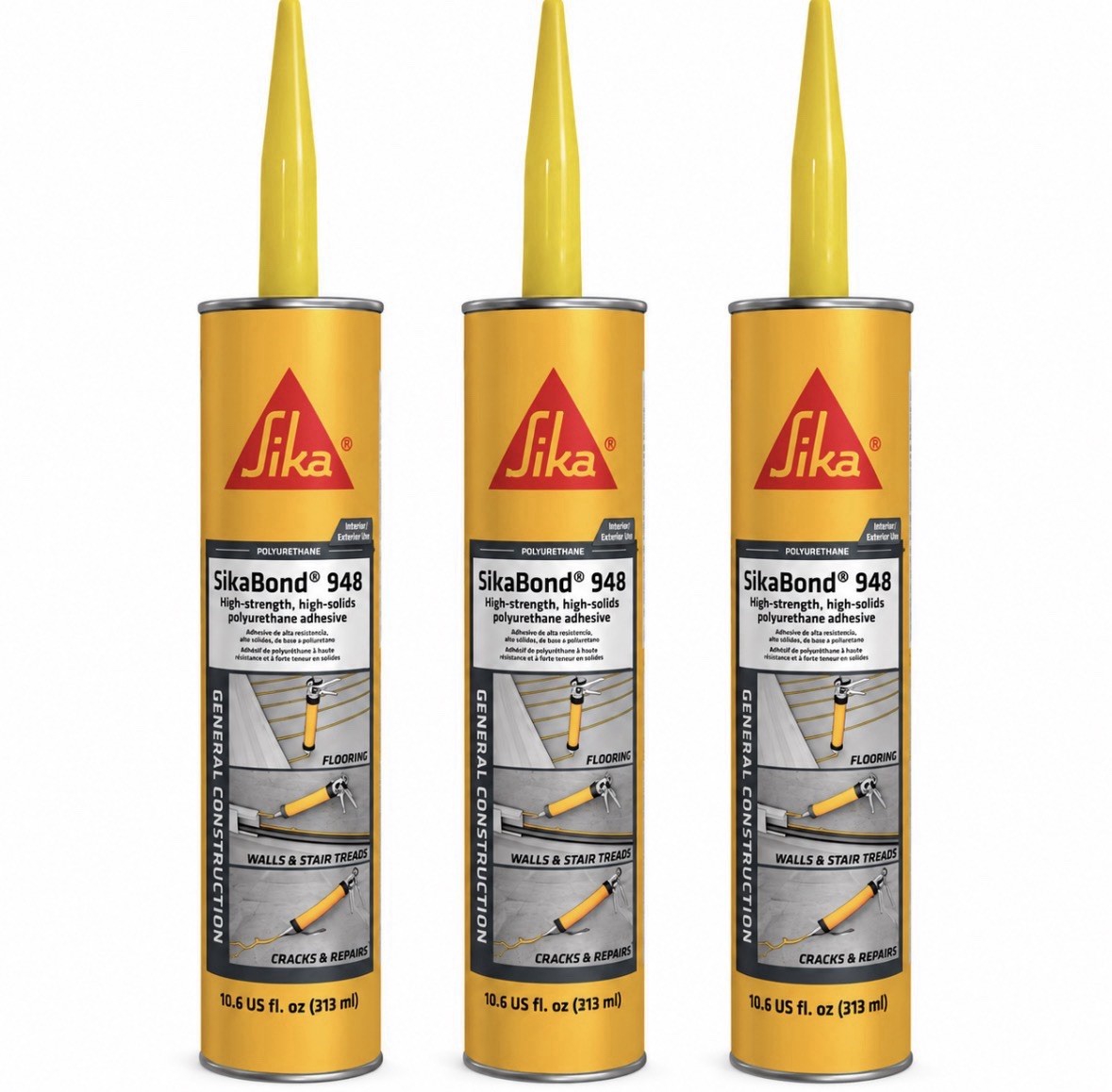 SikaBond - 948 HIGH-STRENGTH, HIGH-SOLIDS POLYURETHANE ADHESIVE, 3 PACK