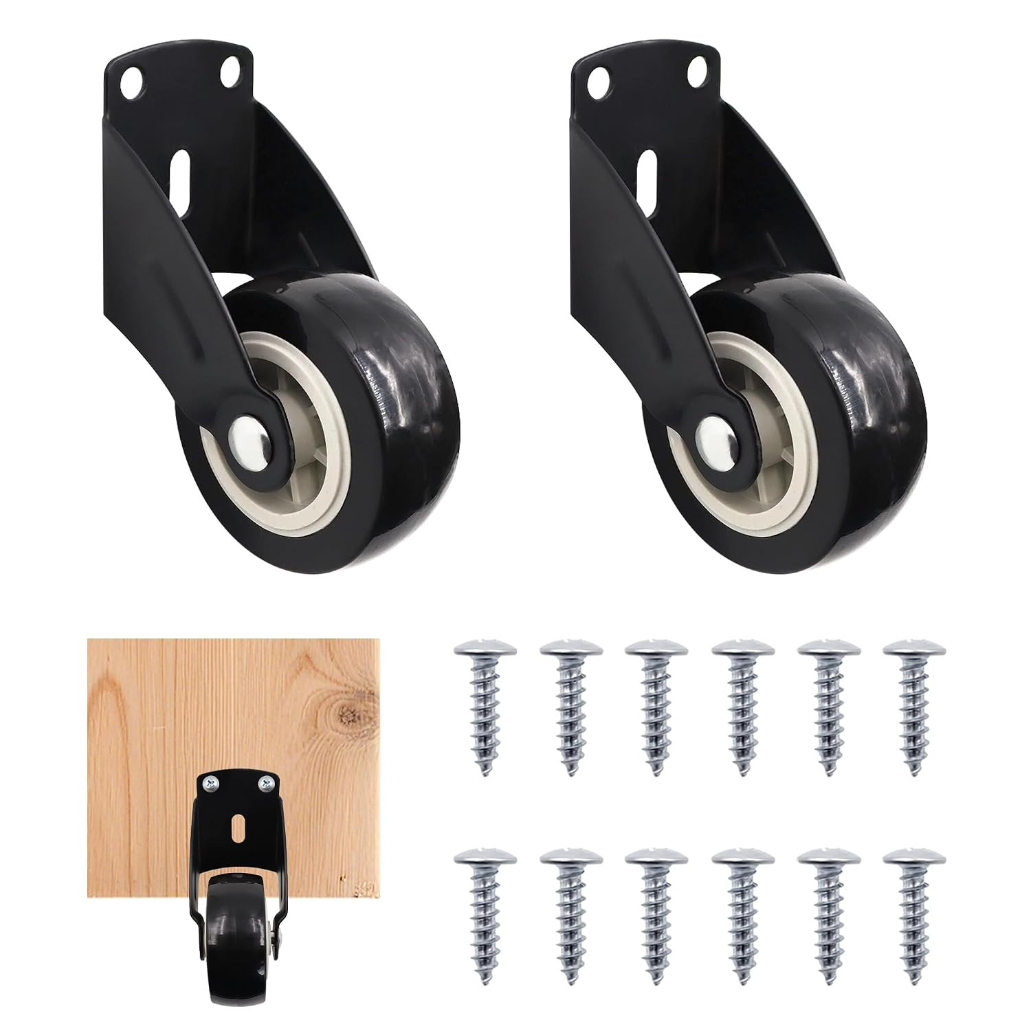 2 Inch Door Support Wheel, Small Gate Wheel Replacement with Screws, 2 Pack 2 Inch Door Support Wheel, Small Gate Wheel Replacement with Screws, 2 Pack