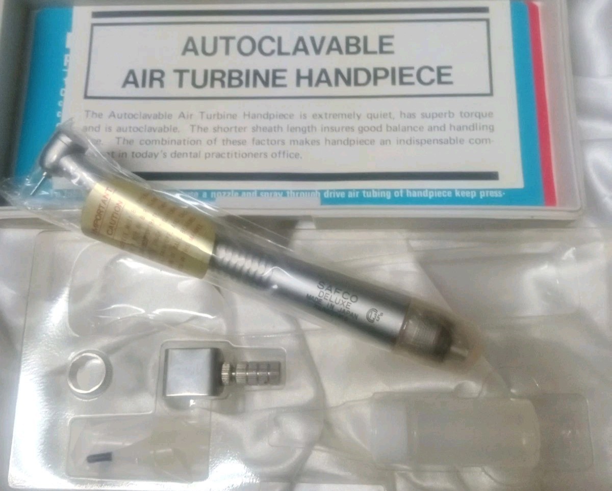 Vintage Dental Handpiece NSK Fiber Optic With Push Button Chuck Coupler & Case Vintage Dental Handpiece NSK Fiber Optic With Push Button Chuck Coupler & Case
