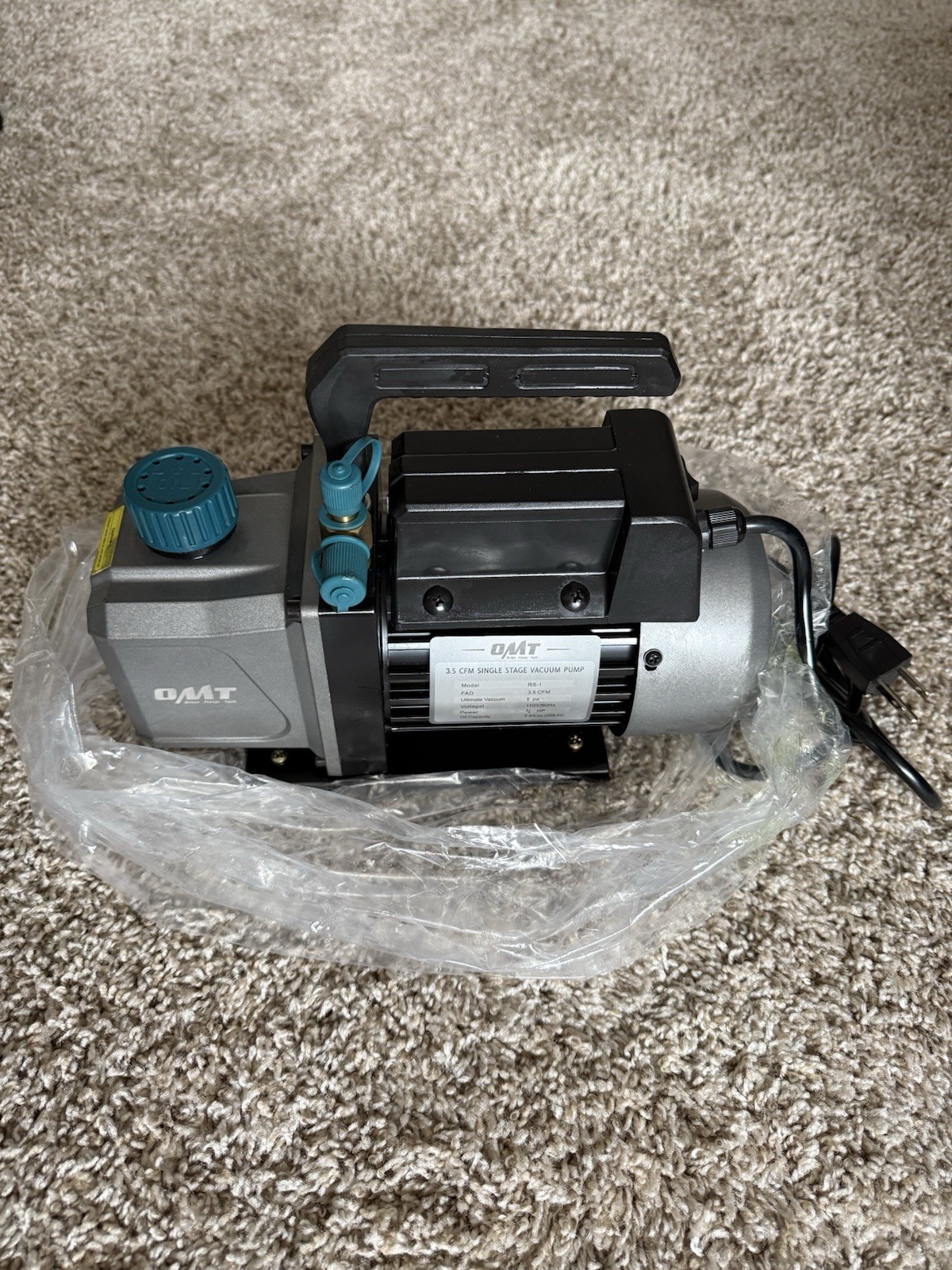 Orion Motor Tech OMT RS-1 3.5 CFM Single Stage Vacuum Pump 1/4 HP 110V HVAC