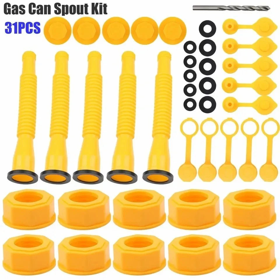 5X Gas Can Spout Nozzle Vent Kit Replacement for Plastic Gas Cans Old Style Caps