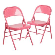 Flash Furniture Hercules Colorburst Metal Folding Chair in Pink (Set of 2) picture