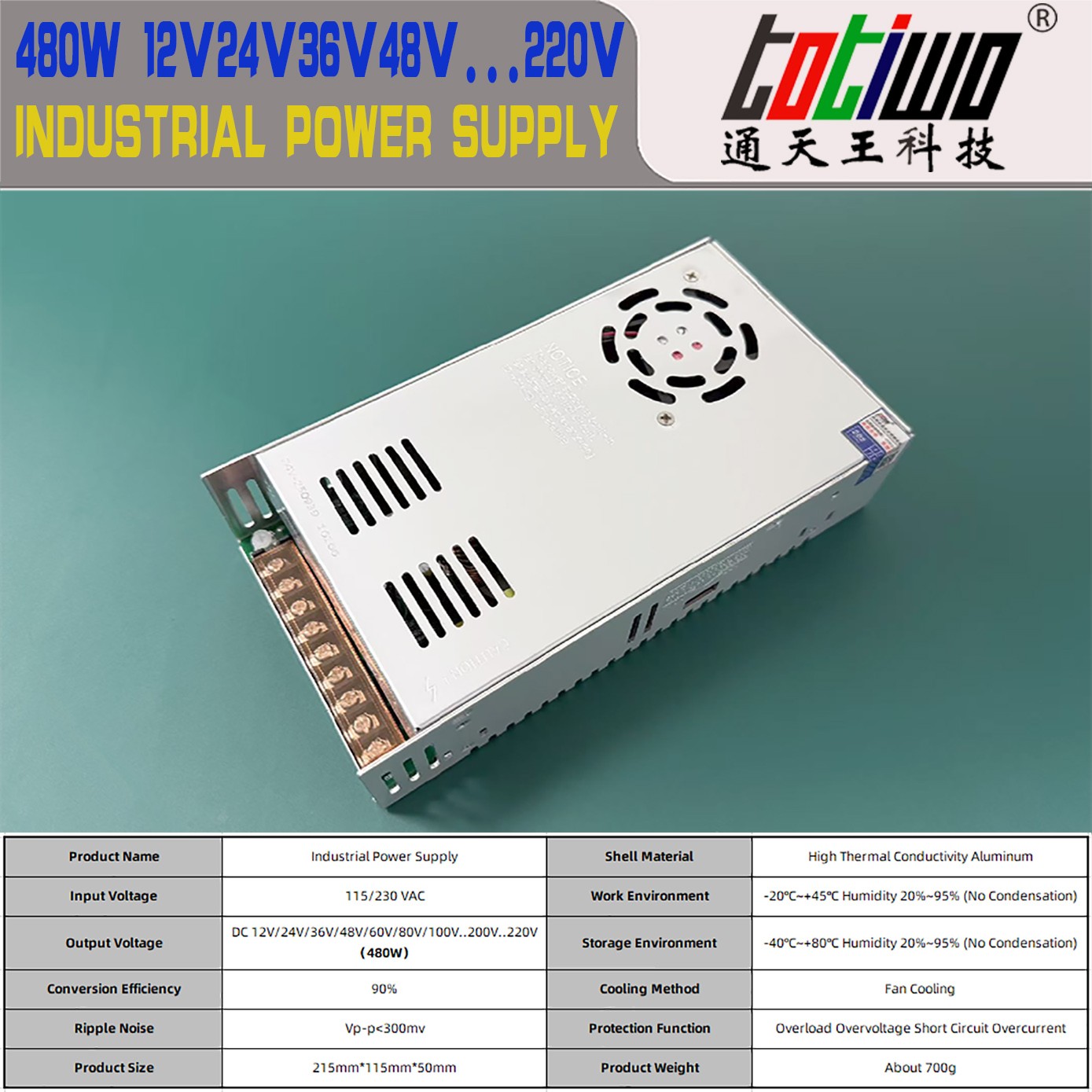 AC-DC 160V 170V 180V 480W Watt LED Driver SMPS Switching Power Supply CE ROHS AC-DC 160V 170V 180V 480W Watt LED Driver SMPS Switching Power Supply CE ROHS