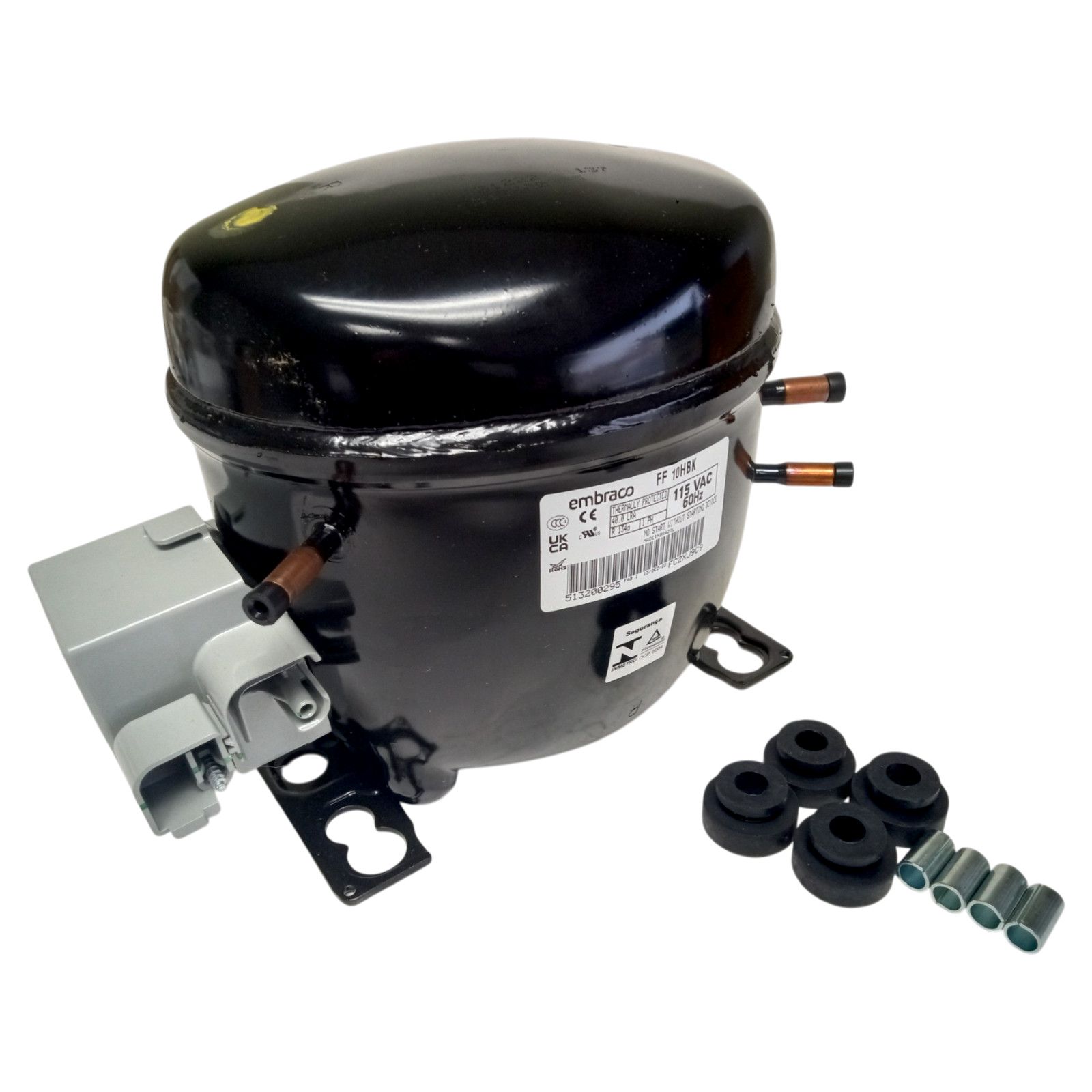 Embraco FF10HBK Refrigerator Compressor 1/4+HP L/MBP R-134a 115V Embraco FF10HBK Refrigerator Compressor 1/4+HP L/MBP R-134a 115V