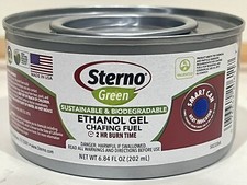 STERNO GREEN ETHANOL GEL CHAFING FUEL 2HR BURN CANNED HEAT-#20612 (QTY6)  6.84OZ picture