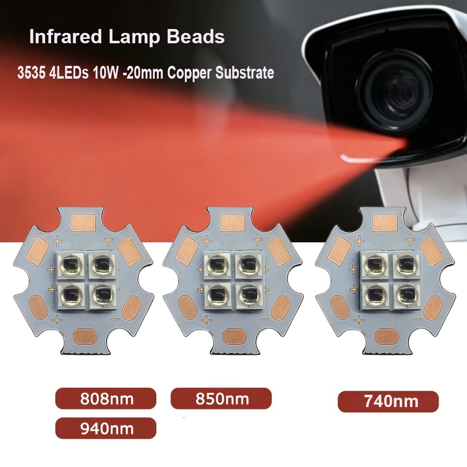 740nm 808nm 850nm 940nm 10W 3535 Infrared LED 4-LEDs IR 3V 6V 12V led bead 740nm 808nm 850nm 940nm 10W 3535 Infrared LED 4-LEDs IR 3V 6V 12V led bead