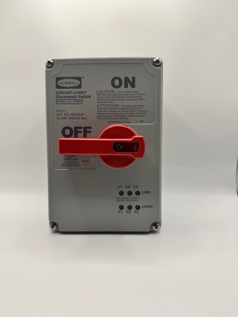 Hubbell HBLDS3P Disconnect Switch 3-Pole 600V NEMA 3R Non-Fusible NEW