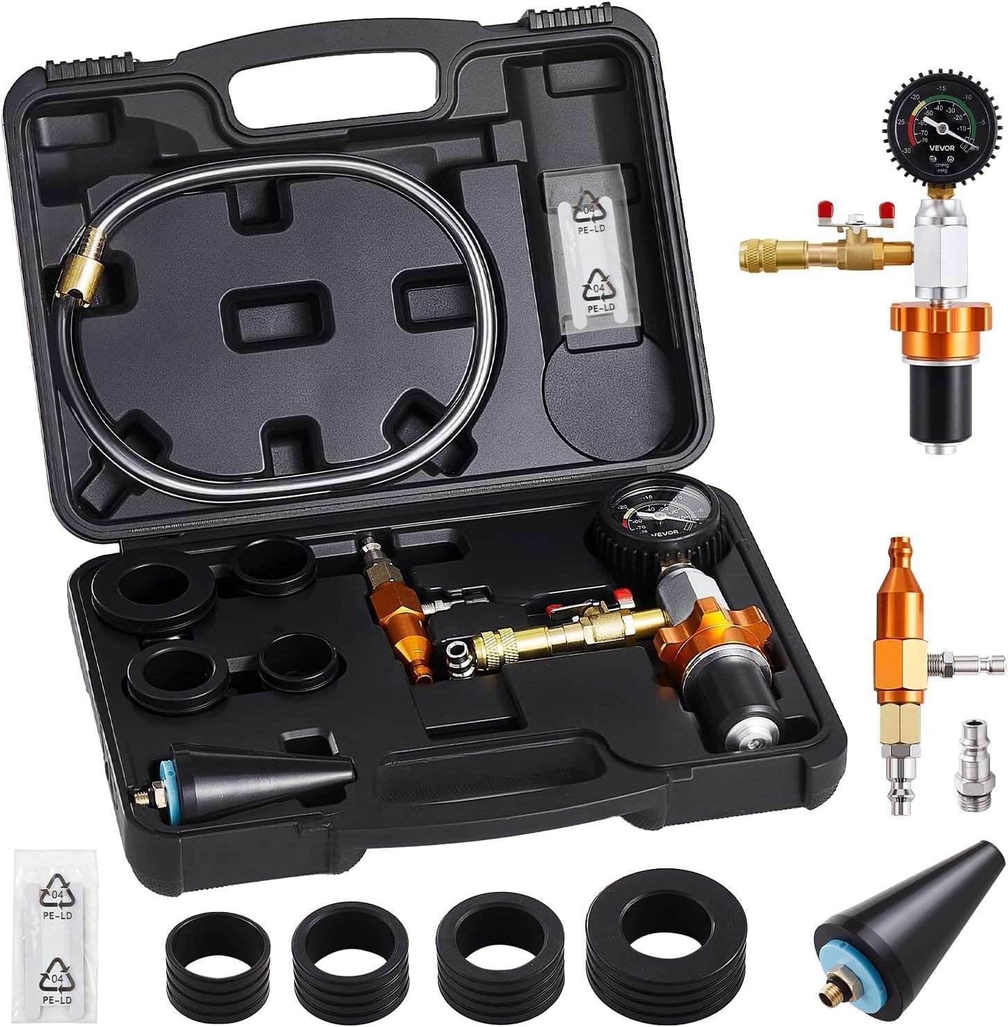 VEVOR Radiator Vacuum Refill Kit Cooling System Purge Fill Tool w Gauge VEVOR Radiator Vacuum Refill Kit Cooling System Purge Fill Tool w Gauge