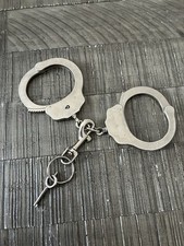 Vintage Peerless Handcuffs Springfield Mass 2 Patent Police Cuffs w/ Key USA picture
