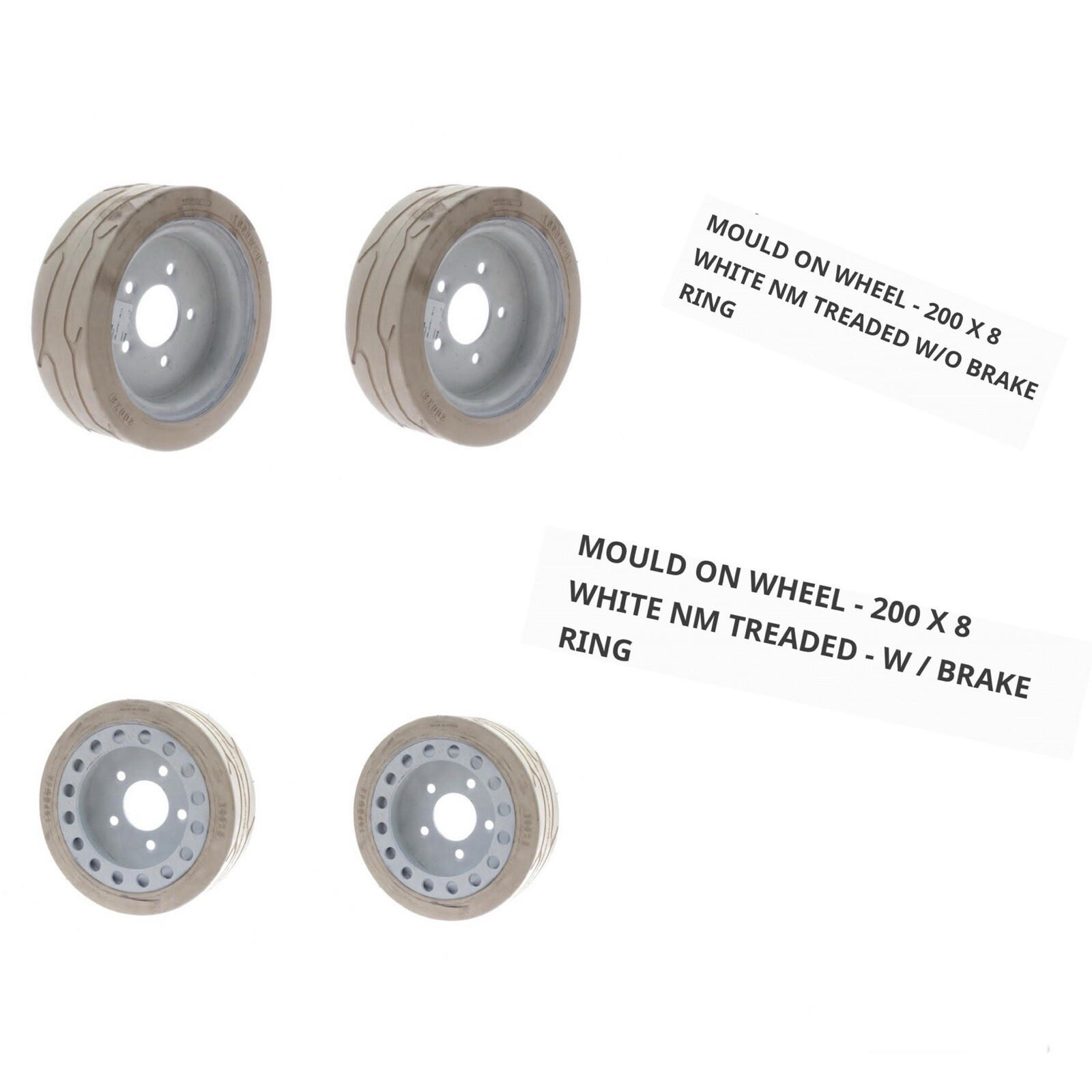 (QTY 4)Skyjack 158438/158439 NM TREADED,MOULD ON WHEEL(200 x 8)(White) SJIII3219 (QTY 4)Skyjack 158438/158439 NM TREADED,MOULD ON WHEEL(200 x 8)(White) SJIII3219