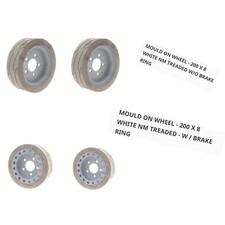 (QTY 4)Skyjack 158438/158439 NM TREADED,MOULD ON WHEEL(200 x 8)(White) SJIII3219 picture