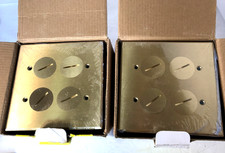 Enerlites 975510-C Screw Cap Floor Kit 5x5 2-Gang Brass with Junction Box 2 Pack picture