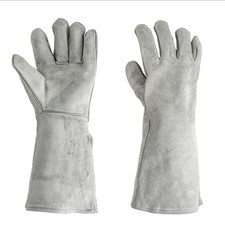16” Heavy Duty Welding Gloves – Grey Italian Split Cowhide Leather with Flame picture