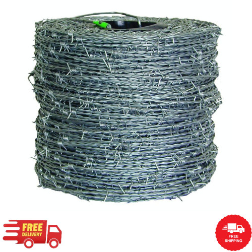 Durable 1,320 Ft. 15-1/2-Gauge 4-Poin High-Tensile Galvanized Steel Barbed Wire