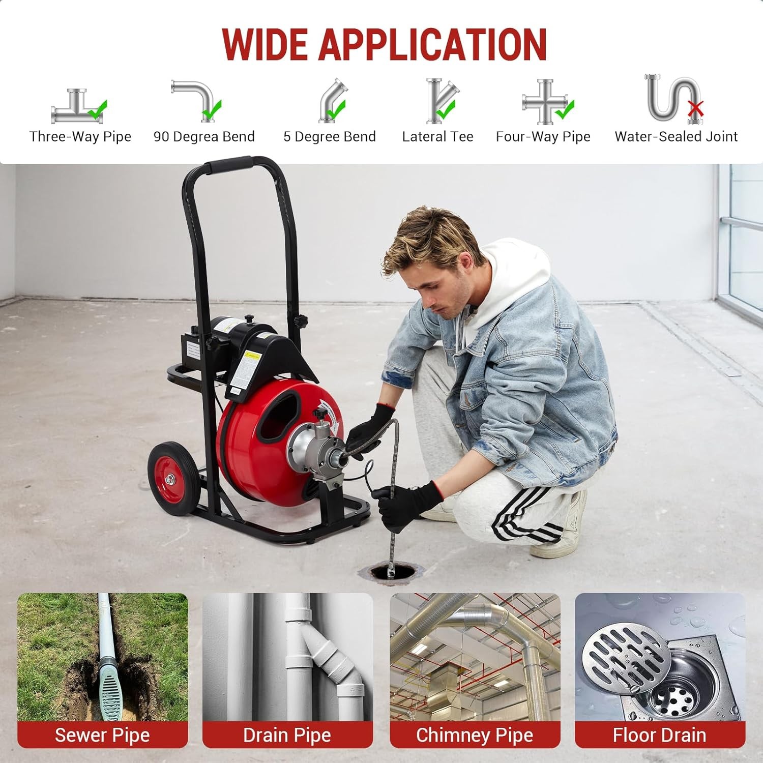 GRAVEE Drain Cleaner Machine Electric 75ft x 3/8 GRAVEE Drain Cleaner Machine Electric 75ft x 3/8