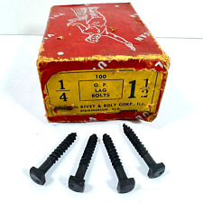 Vtg. Square Head Lag Bolts 1/4 / 1 1/2 Box Of 100 Vulcan Rivet and Bolt Corp USA picture