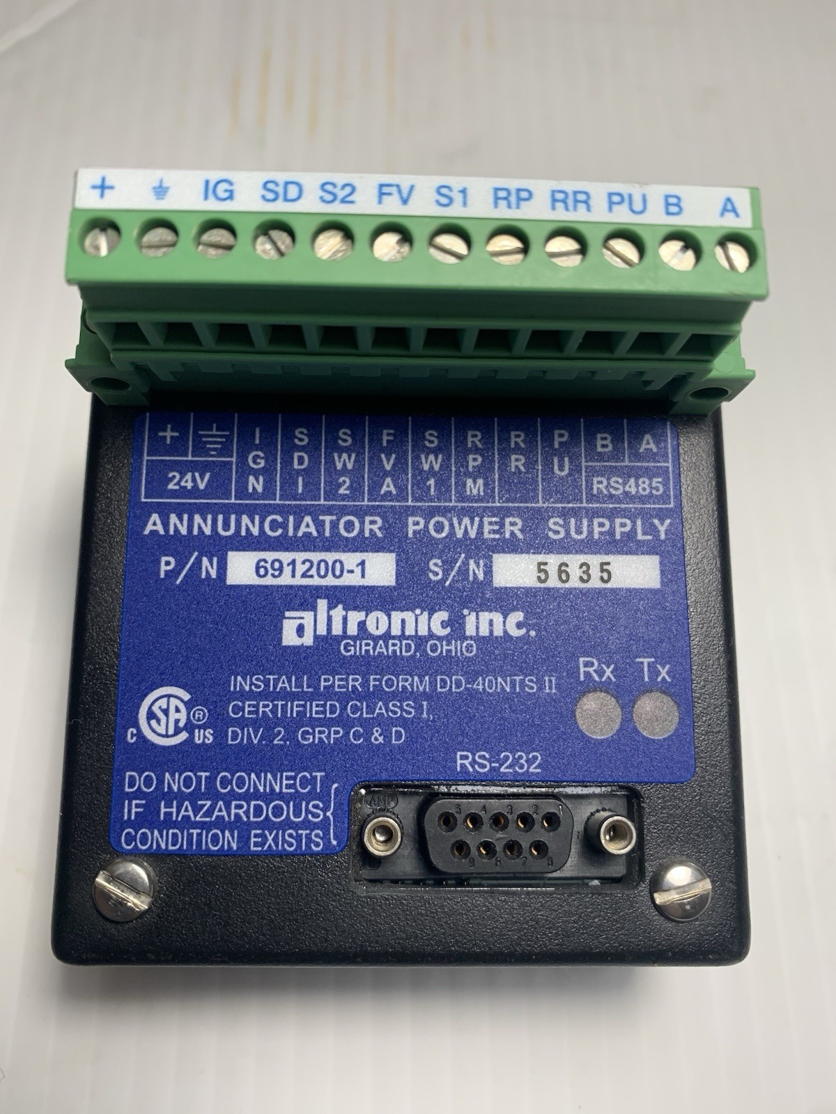 Altronic 691200-1 Annunciator Power Supply. New Battery. NEW (Open Box)