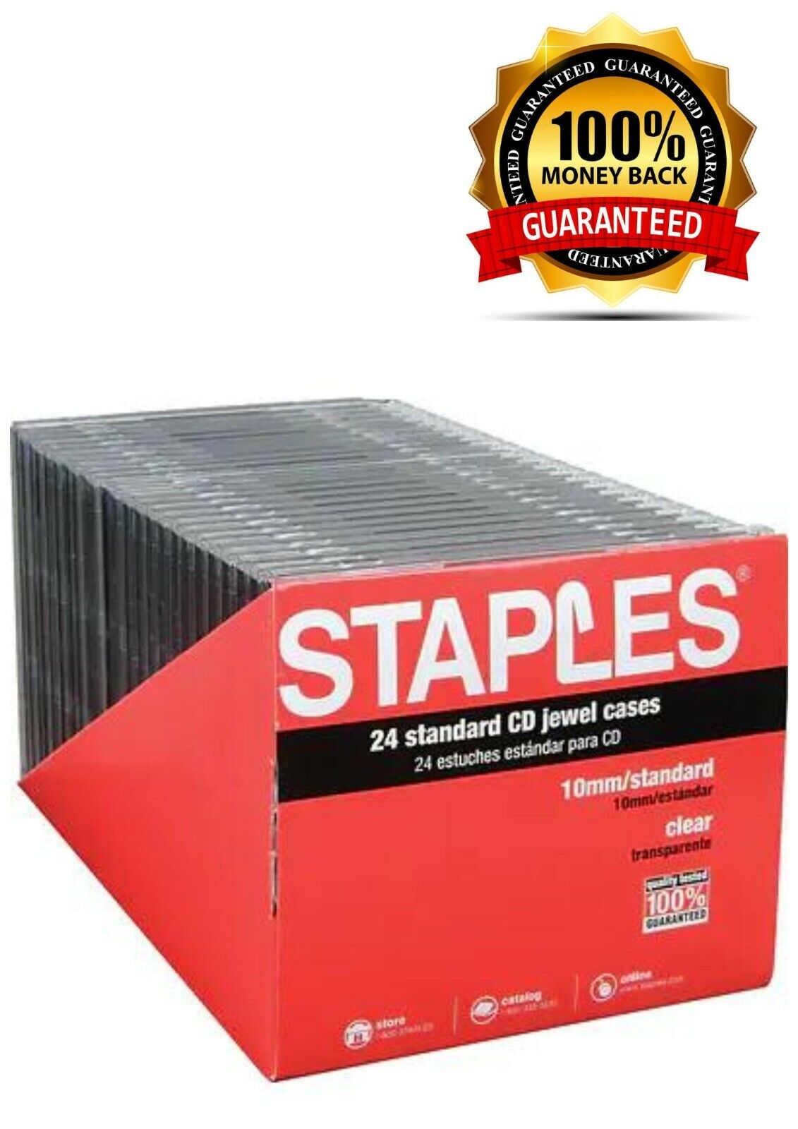 Staples Standard Jewel Cases for CD, Black Plastic case 24/Pack
