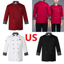 US Unisex Classic Chef Jacket Long Sleeve Coat Uniform Hotel Kitchen Loose Shirt picture