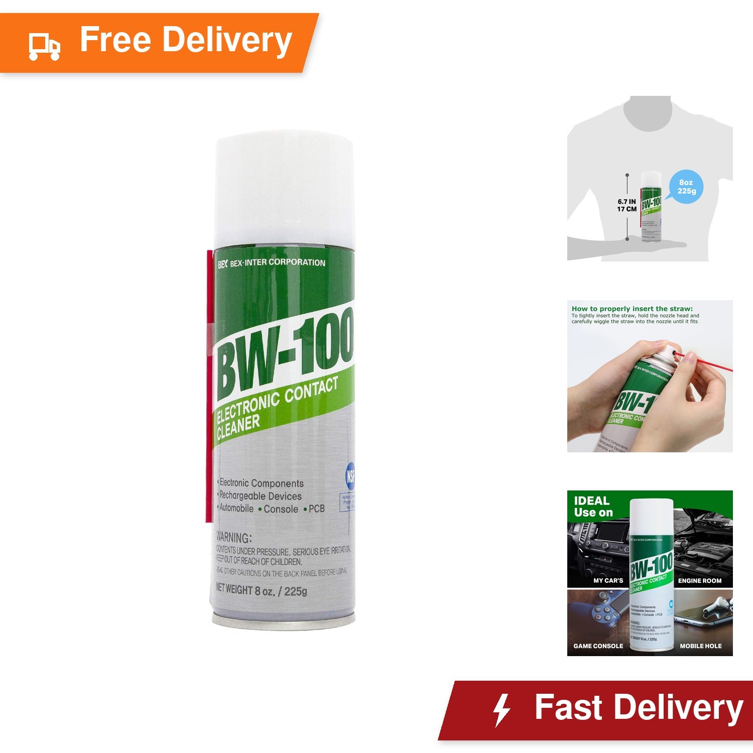 BW-100 Non-Flammable Electronic Contact Cleaner Aerosol Spray- Safely Cleans... BW-100 Non-Flammable Electronic Contact Cleaner Aerosol Spray- Safely Cleans...