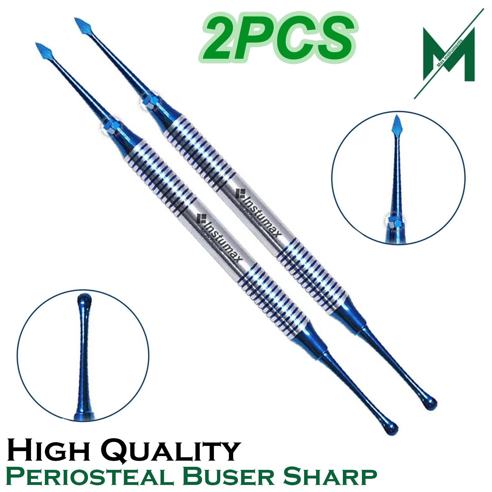 Dental Periosteal Elevator Buser Blue Titanium Coated Double Ended German Dental Periosteal Elevator Buser Blue Titanium Coated Double Ended German