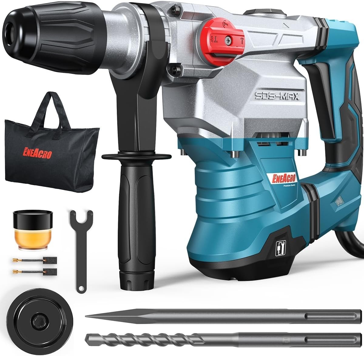 ENEACRO SDS-Max Heavy-Duty Rotary Hammer Drill 9 Ft.lbs, 3 Functions with Safety ENEACRO SDS-Max Heavy-Duty Rotary Hammer Drill 9 Ft.lbs, 3 Functions with Safety