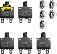 5 PCS , 125/250V AC 32V DC 10A Circuit Breaker with Manual Reset Push Button, Ov picture