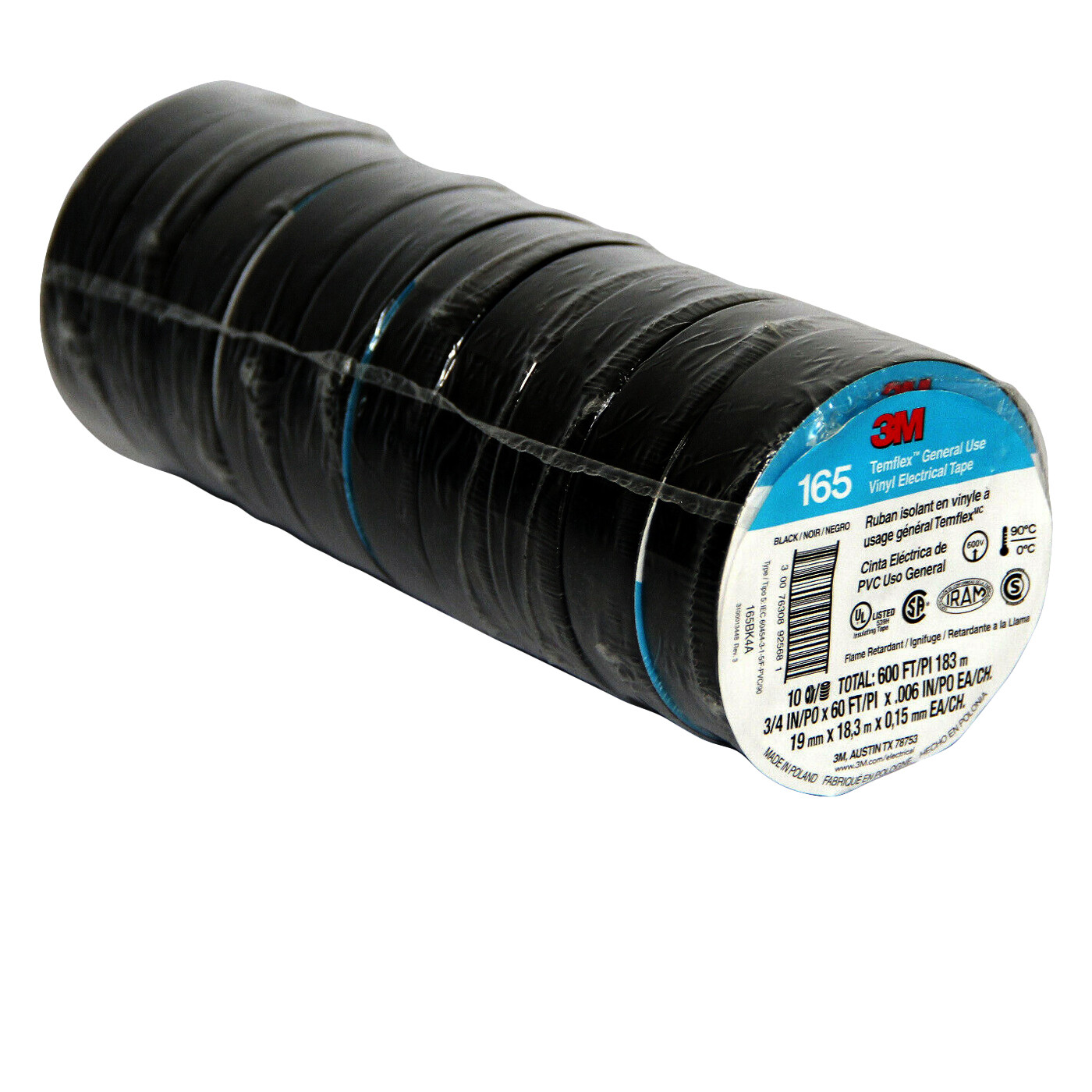 3M Temflex Vinyl Electrical Tape 165 Multi-purpose 3/4 3M Temflex Vinyl Electrical Tape 165 Multi-purpose 3/4