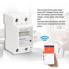 Wifi Energy Power Consumption Kwh Meter Wattmeter Single-Phase Din Rail R2Y6 picture
