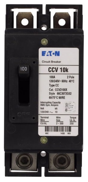 Eaton CCV2125X Molded Case Breakers (MCCBs) 2P 125A 240V Eaton CCV2125X Molded Case Breakers (MCCBs) 2P 125A 240V