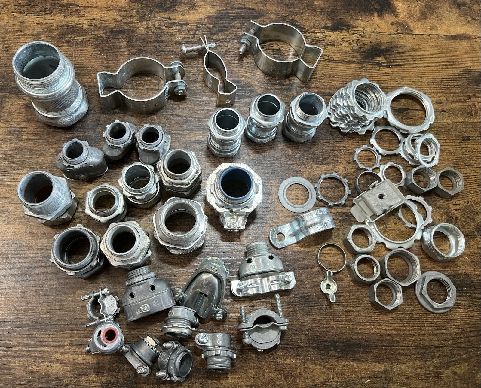 Assorted Electrical Conduit Fittings Lot 61 EMT Compression Connectors Nuts Assorted Electrical Conduit Fittings Lot 61 EMT Compression Connectors Nuts