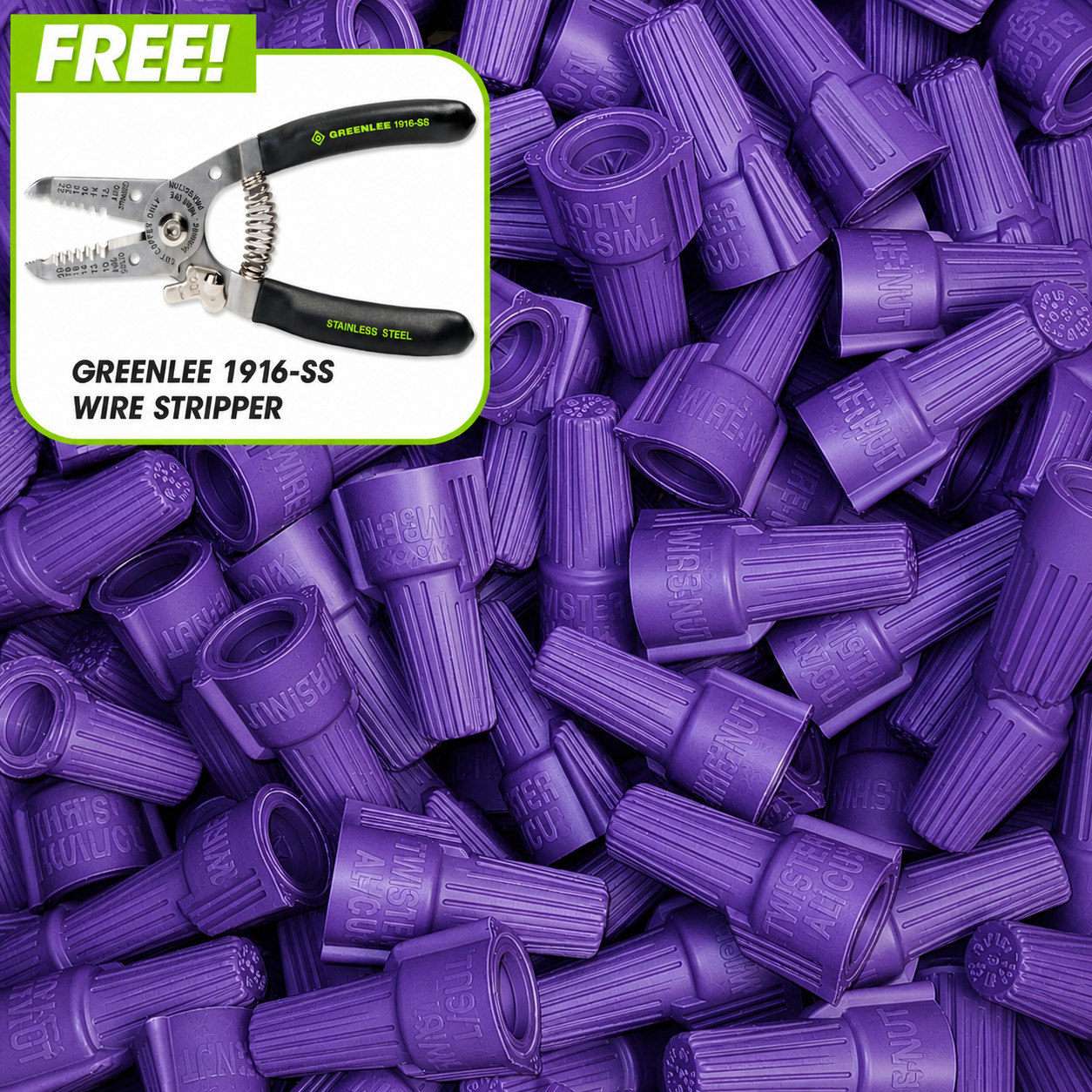 300pcs Ideal Twister Al/Cu Wire Connectors Aluminum/Copper + Free Wire Stripper