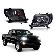 LED Tube Projector Headlights,Assembly, Black Housing Clear Lens Headlamps picture