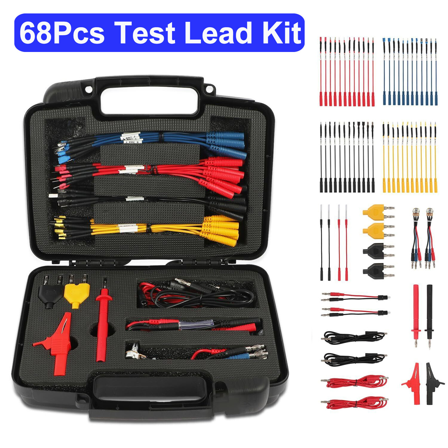 68 Pcs Electrical Multimeter Test Leads Kit Probe Cable Terminal Test Diagnostic 68 Pcs Electrical Multimeter Test Leads Kit Probe Cable Terminal Test Diagnostic