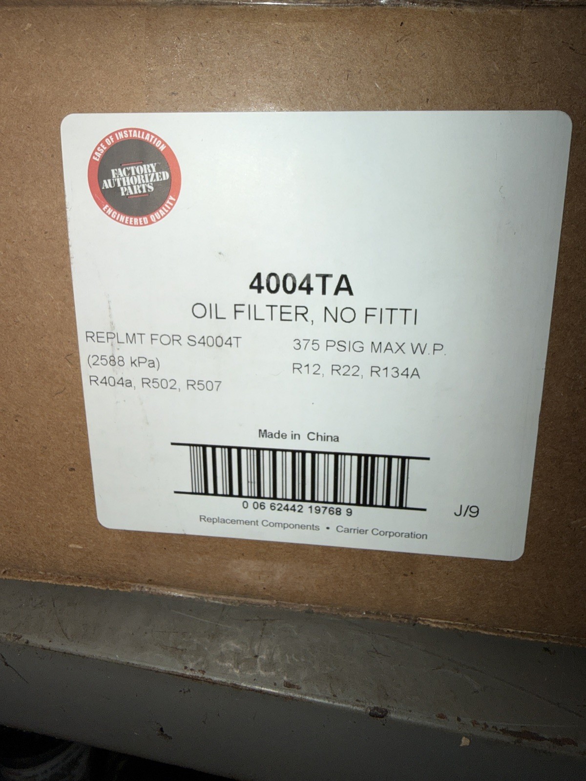 Carrier 4004TA - Oil Filter  - New in Box - OEM