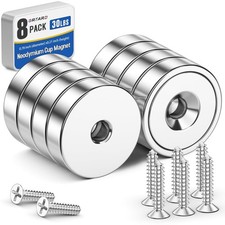 30LB Neodymium Strong Magnets 8 PCS Cup Magnets with Holes Screw Holes picture