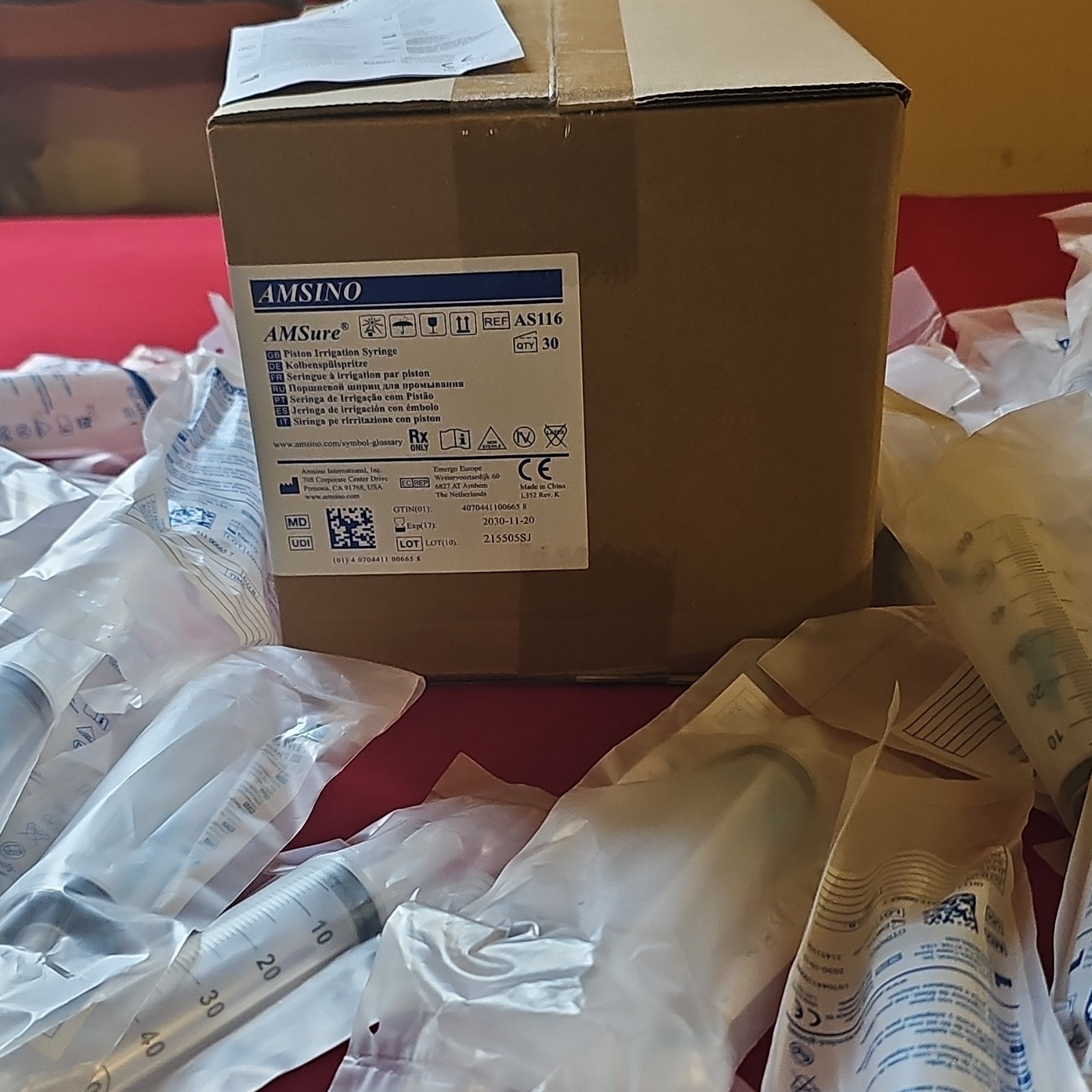 AMSINO AMSure AS116 60 mL Piston Irrigation Syringe, Catheter Tip AMSINO AMSure AS116 60 mL Piston Irrigation Syringe, Catheter Tip