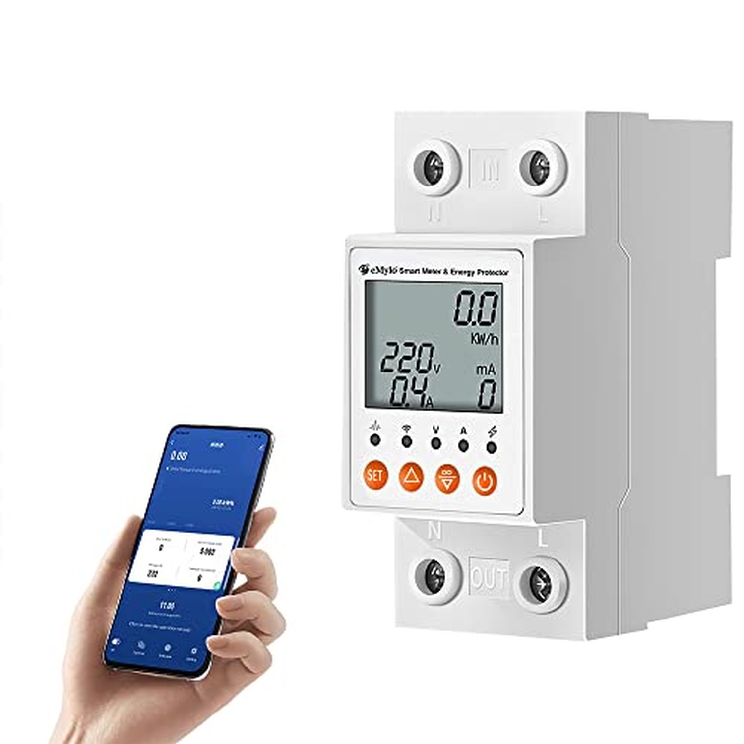 eMylo 63A Single-Phase WiFi Energy Meter with LCD & Leakage Protection eMylo 63A Single-Phase WiFi Energy Meter with LCD & Leakage Protection