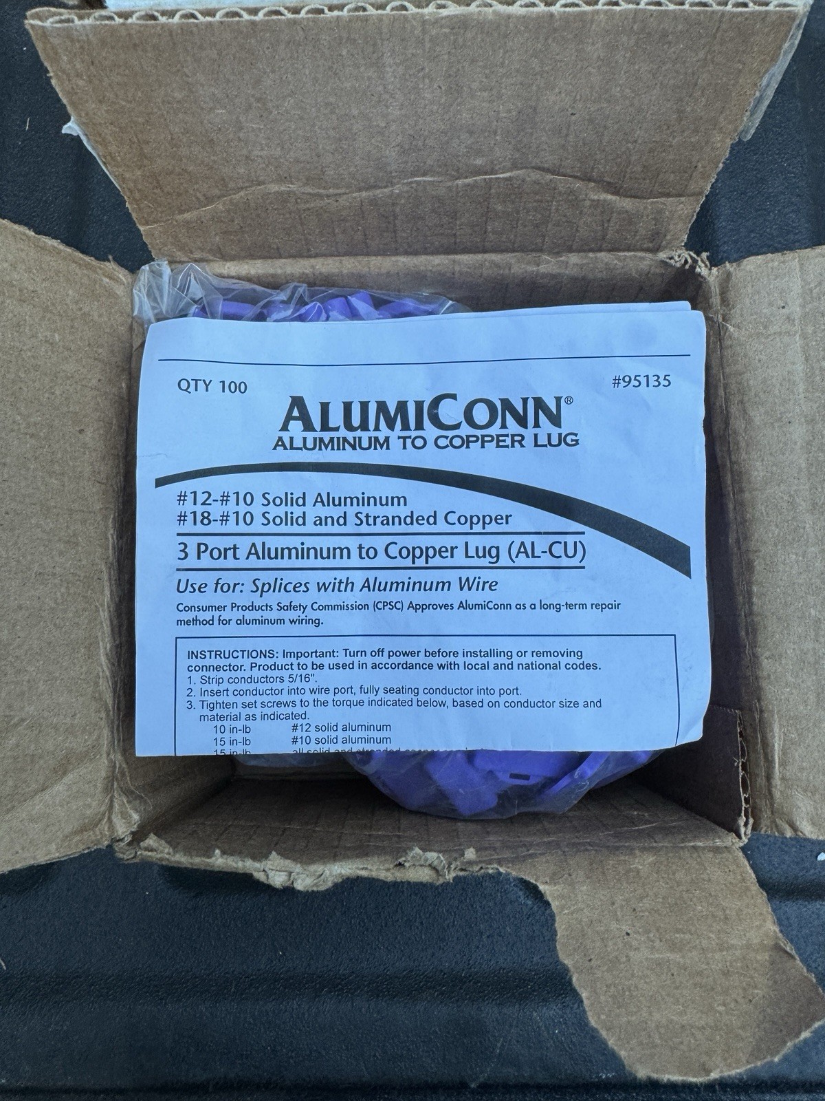 King Innovation AlumiConn 95135 3-Port AL/CU Wire Connectors 100 Pack