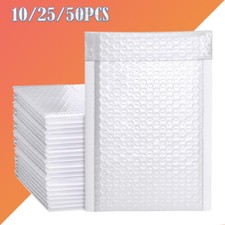 10/25/50pcs Poly Bubble Bags Mailers White Envelopes Padded Self Seal Shipping picture