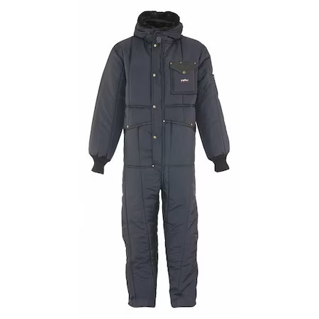 Refrigiwear 0381Rnavlar 0381 Coverall Suit With Hood Navy Large, Nylon, 400 Den