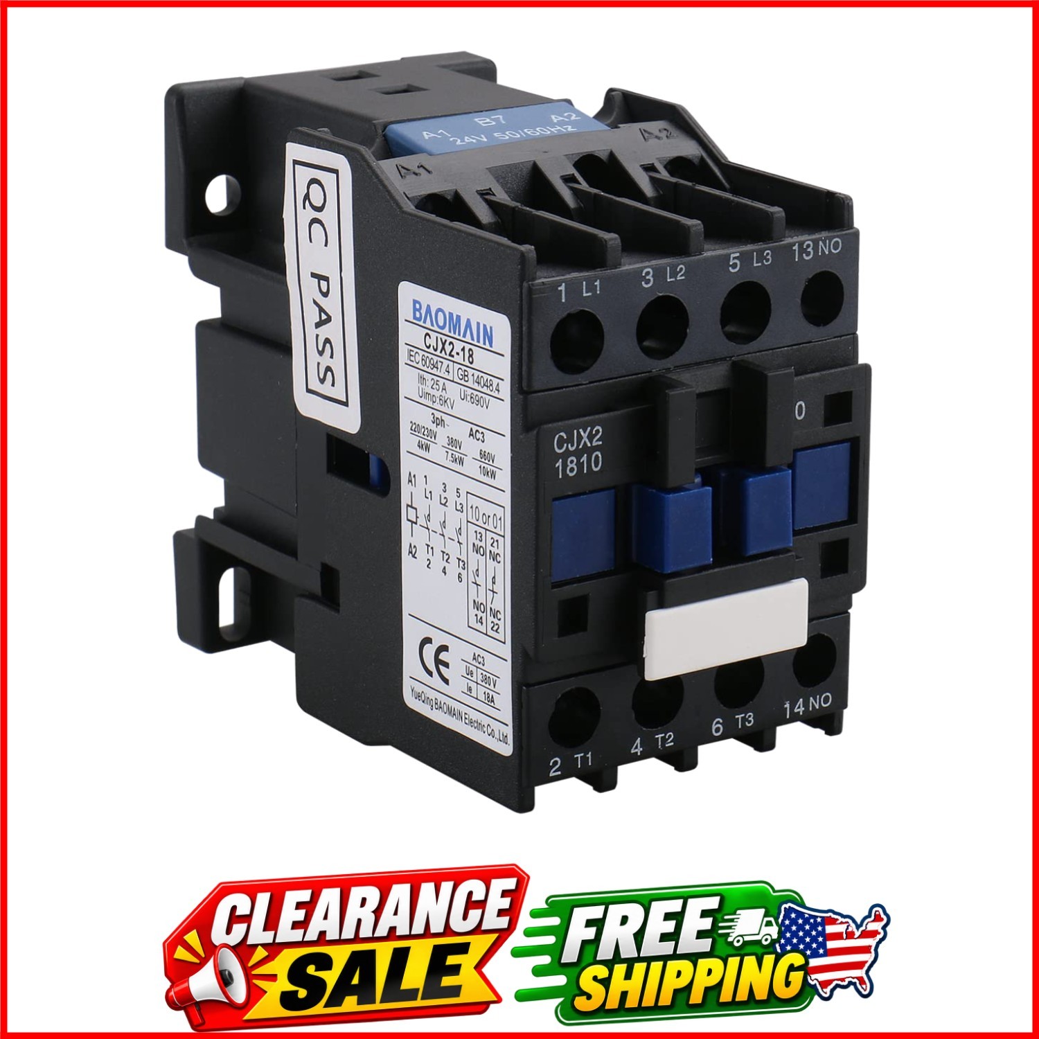 3-Pole AC Contactor -1810 – 24VAC Coil, 3NO+1NO Auxiliary, 660V 3-Phase, DIN ... 3-Pole AC Contactor -1810 – 24VAC Coil, 3NO+1NO Auxiliary, 660V 3-Phase, DIN ...