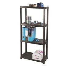 Ram Quality Products Primo 12 inch 4-Tier Plastic Storage Shelves, Black picture
